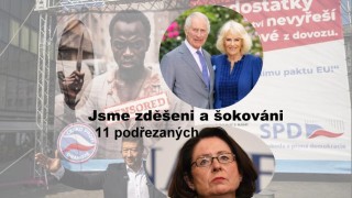 Jsme zděšeni jak "Myrka Němcová", hlásí po masakru ve vlaku 11 podříznutých britský král Karel III